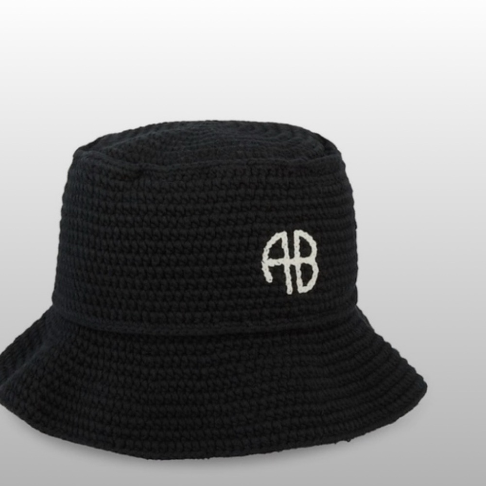 Annie Bing Black Crochet Bucket Hat